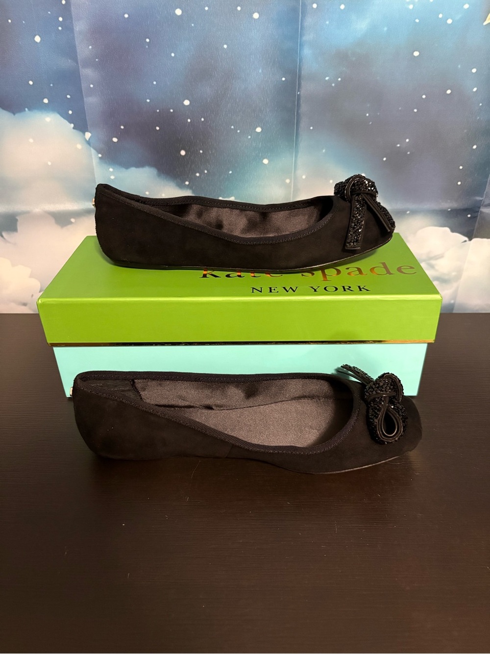 Kate Spade Nee York Freya Ballet Flat black suede size 7.5. (Floor display) NIB